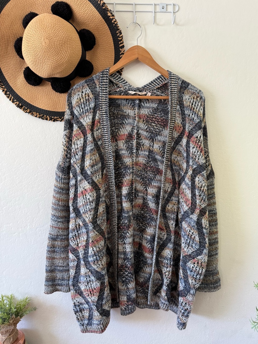 Soft Surroundings Pendley Multicolor Wool Blend Cozy Knit Cardigan Sweater Boho